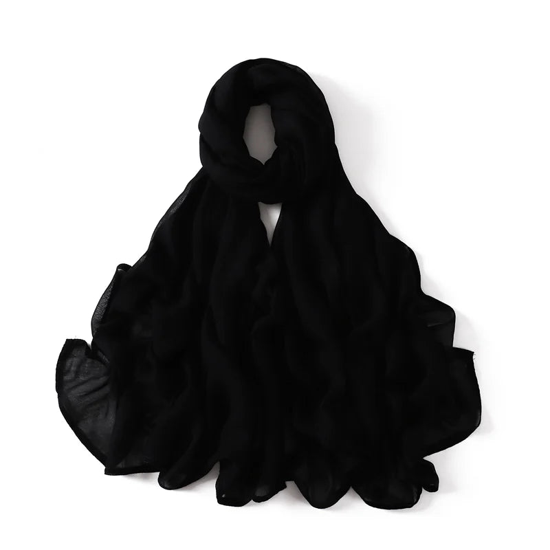 Ramadan Solid Color Plus Size Cotton Rayon Hijab Scarf Women's Muslim Headscarf Wraps Shawls Muslim Women's Headband Islamic Turban