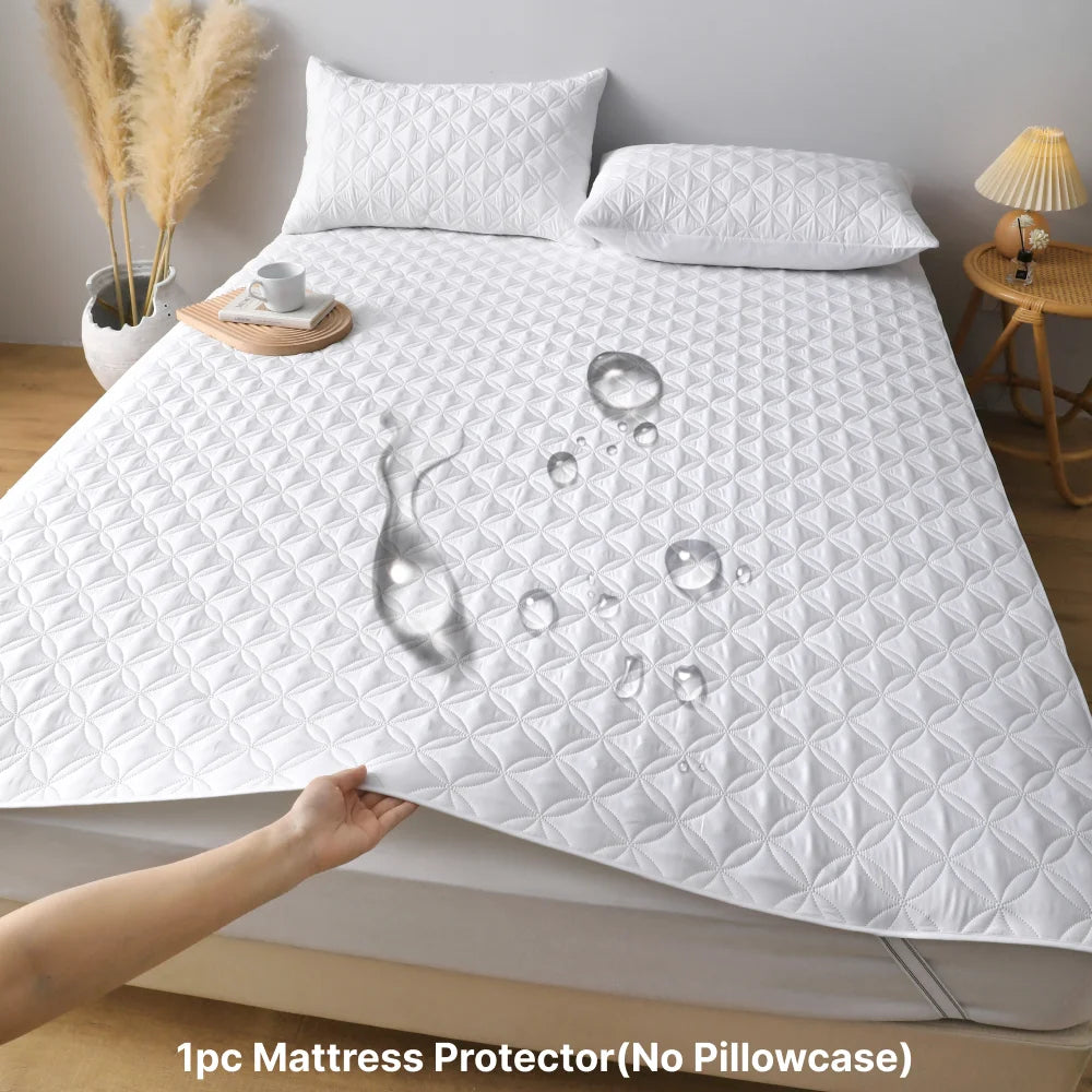Housse de protection de matelas imperméable avec bande élastique, matelas doux et respirant pour lit gris/blanc/vert/bleu