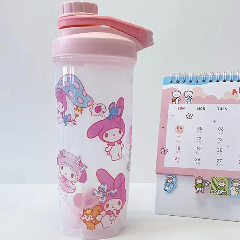 Sanrio – bouteille Shaker de Sport, bouteille de mélange de protéines de lactosérum et de poudre, bouteille de boisson en plastique Portable pour l'extérieur, Fitness, gymnastique