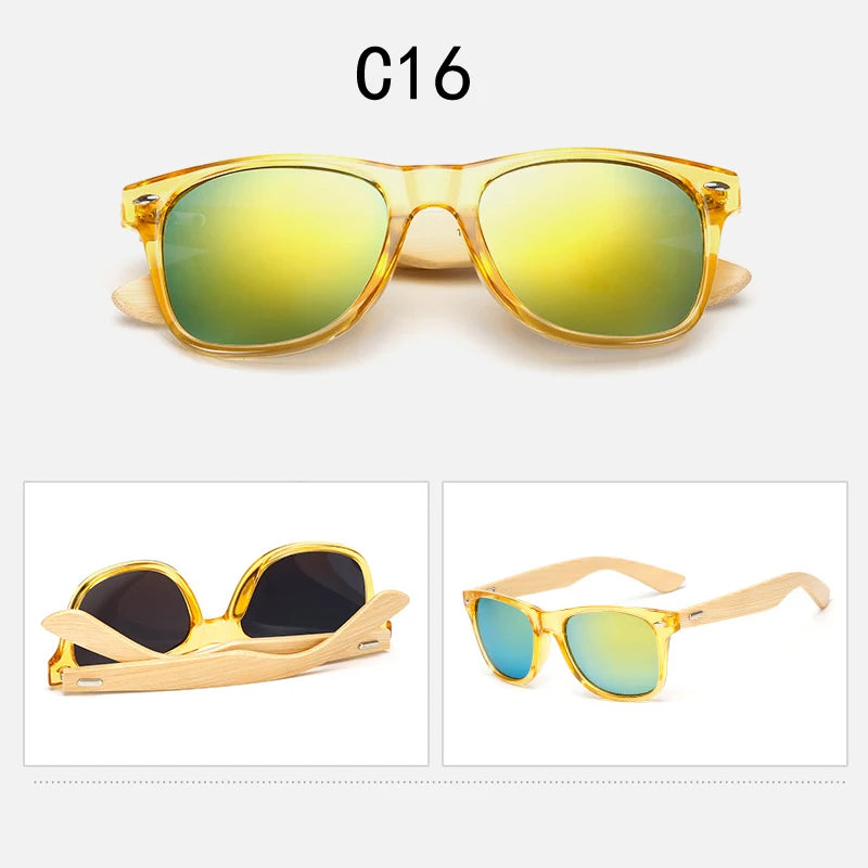 16 couleurs bambou lunettes de soleil hommes lunettes de soleil en bois femmes marque concepteur miroir Original bois lunettes de soleil rétro de sol masculino