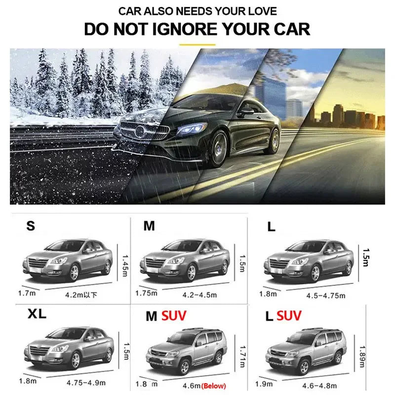 Full car cover, indoor and outdoor protection, sunshade, dustproof, UV-resistant, universal for sedans and SUVs