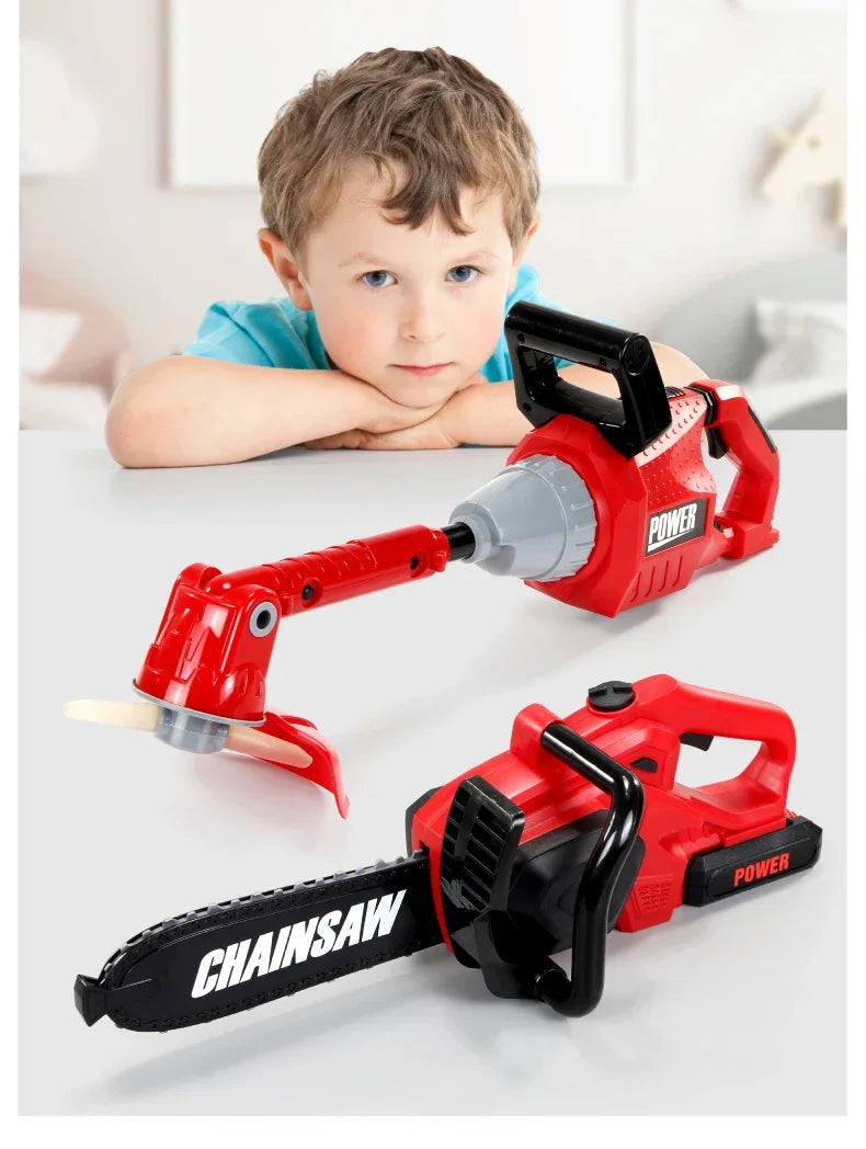 Boîte à outils électrique pour enfants, jouets de simulation, outils de simulation pour bébé, réparation, tondeuse à gazon, scie, sèche-cheveux, outil d'entretien de jouet pour enfant