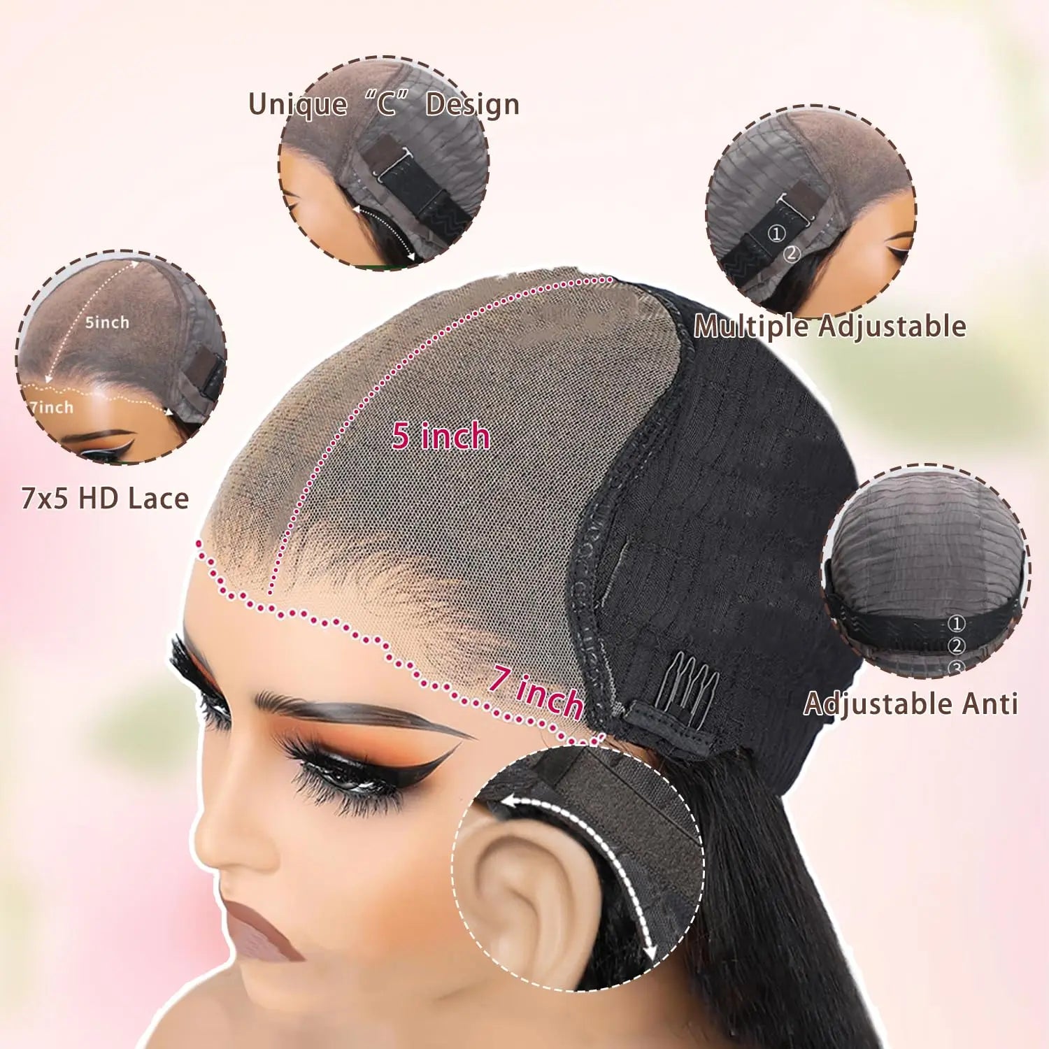 Glueless wigs, pre-plucked pre-cut human hair, loose deep wave lace wig, large wave long curly hair, synthetic headband