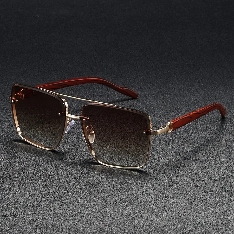 2025 lunettes De soleil carrées De luxe pour hommes nouveau en bois Vintage Designer lunettes De mode lunettes De soleil femmes vacances Gafas De Sol Hombre