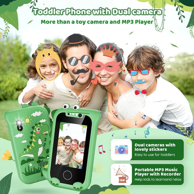 Téléphone jouet intelligent pour enfants, téléphone de jeu à écran tactile, lecteur de musique MP3 avec double caméra pour fille et garçon, cadeaux de noël et d'anniversaire