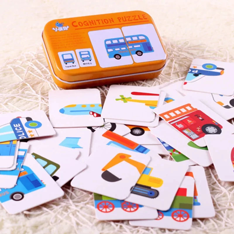 Puzzle en bois pour bébé jouets Montessori dos boîte en fer pour enfants de 2 3 et 4 ans