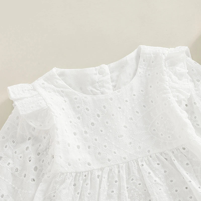 Ensemble de vêtements pour bébés filles de 0 à 24 mois, couleur unie, col rond, t-shirt à manches longues et short élastique à volants décontracté