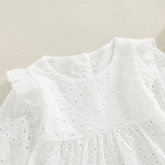 Ensemble de vêtements pour bébés filles de 0 à 24 mois, couleur unie, col rond, t-shirt à manches longues et short élastique à volants décontracté