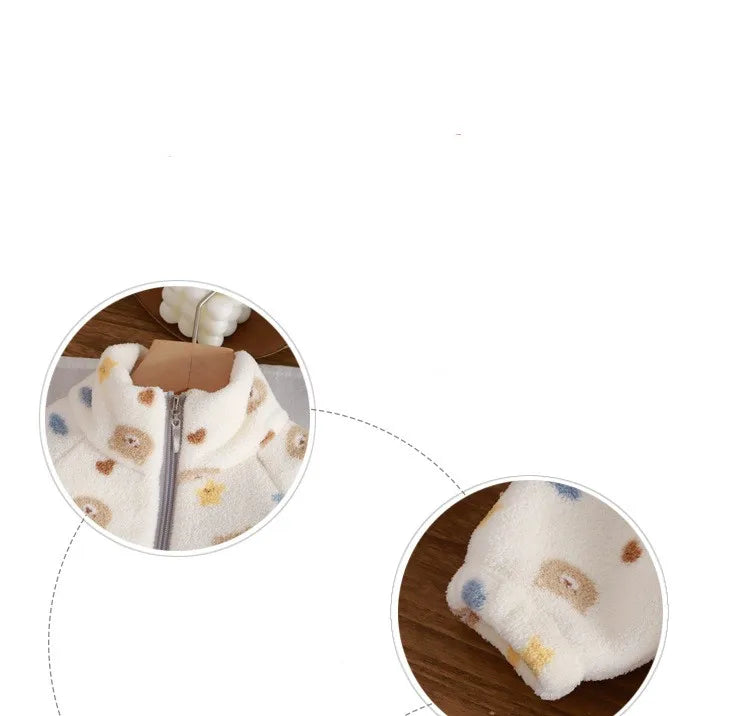 Ensemble épais en velours pour bébés, vêtements de maison pour enfants, dessin animé, secouant et brossé, automne et hiver