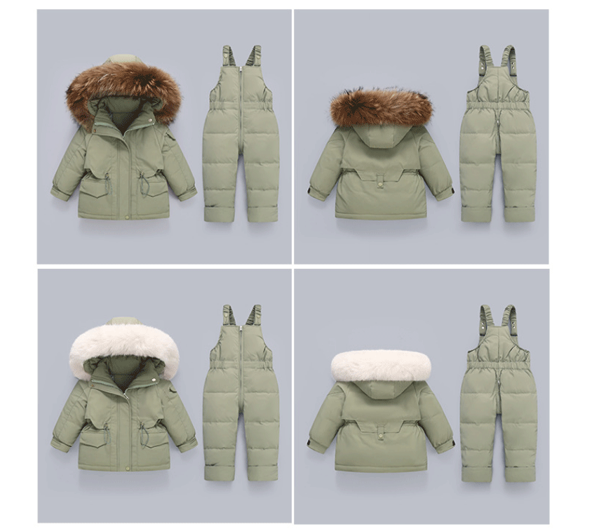 Ensembles de vêtements pour tout-petits, combinaisons de neige d'hiver pour bébés filles, doudounes chaudes, combinaisons à capuche en fourrure optique, combinaisons trempées, 0-3 ans