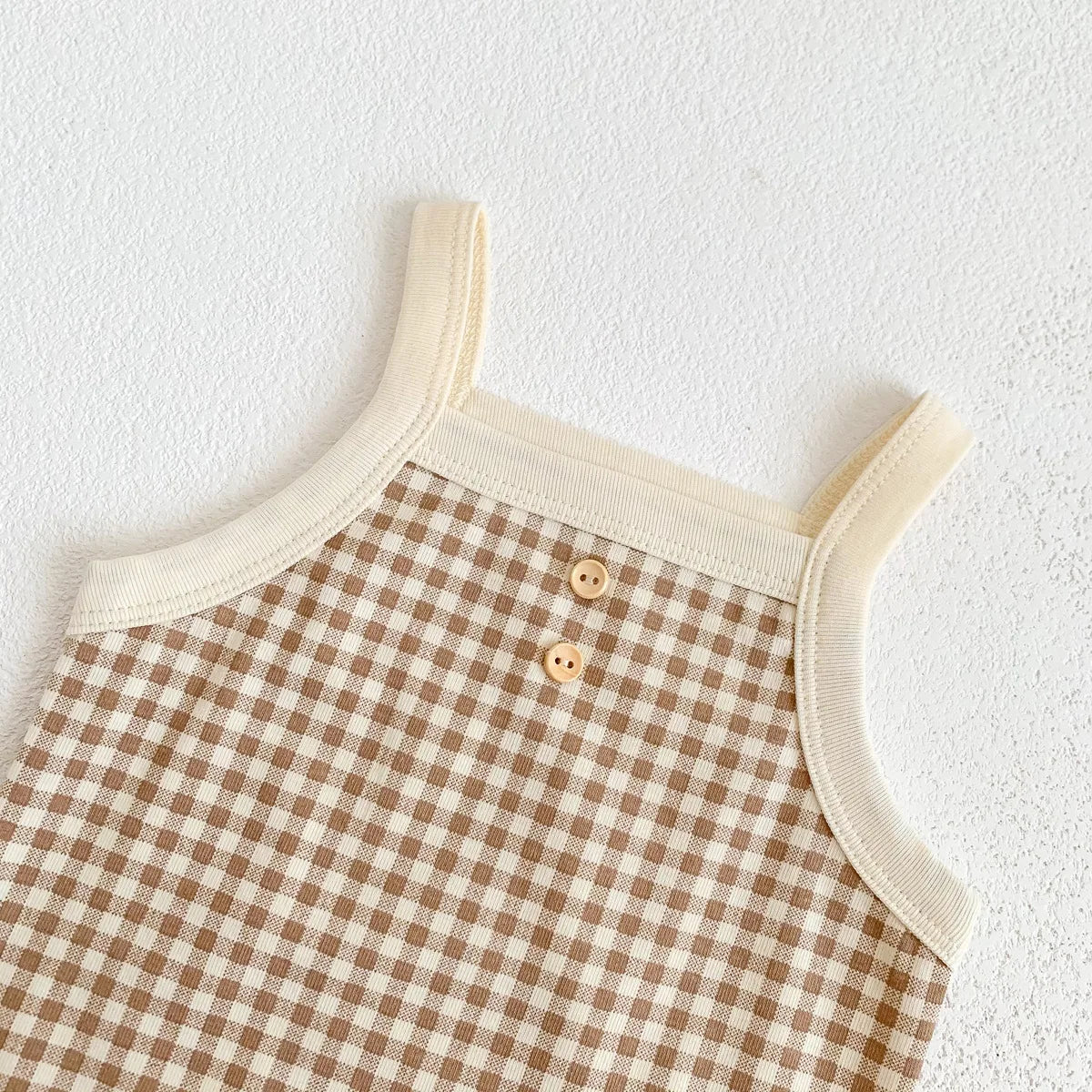 Été nouveau-né bébé filles sans manches fronde Plaid tenues coton doux combinaisons infantile enfants vêtements de sport body