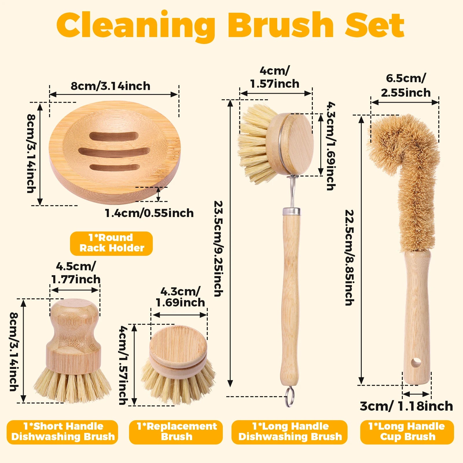 Brosses à vaisselle en bambou remplaçables, épurateurs de nettoyage en bois de cuisine, outil de nettoyage ménager, 4/5 pièces