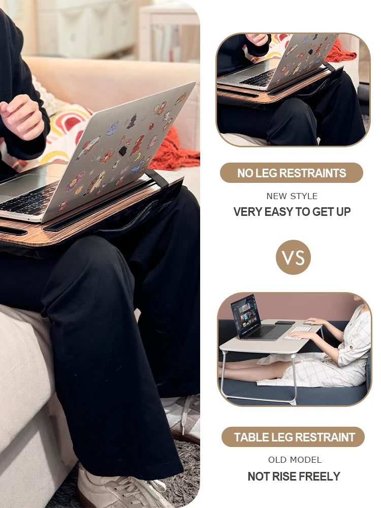 Bureau d'ordinateur portable portable pour paresseux, fente pour téléphone, adapté au lit, au canapé, à la voiture