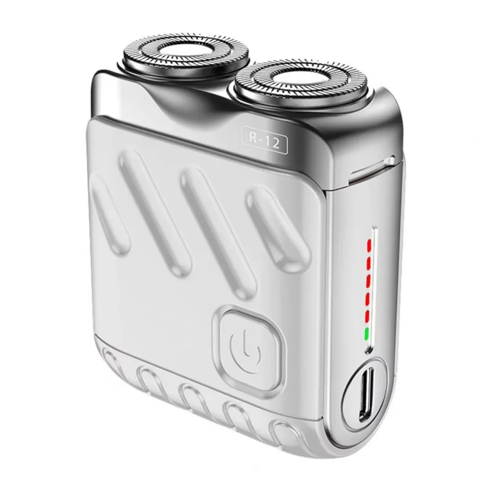 Mini Compact Electric Shaver for Men, Magnetic, Double Head, Portable, Rotary, Waterproof, 9000 Revolutions, Beard Trimmer for Dad