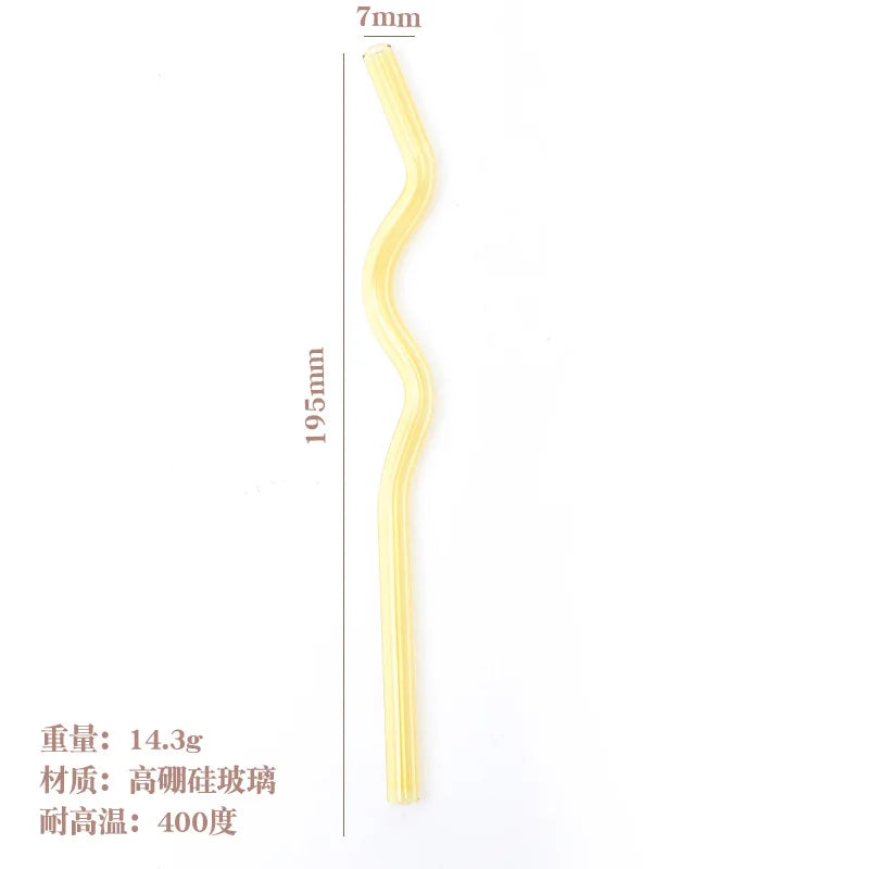 Pailles en Verre Réutilisables Ondulées Colorées Transparentes, Tube à Haute Teneur en Borosilicate, pour ix, Bar