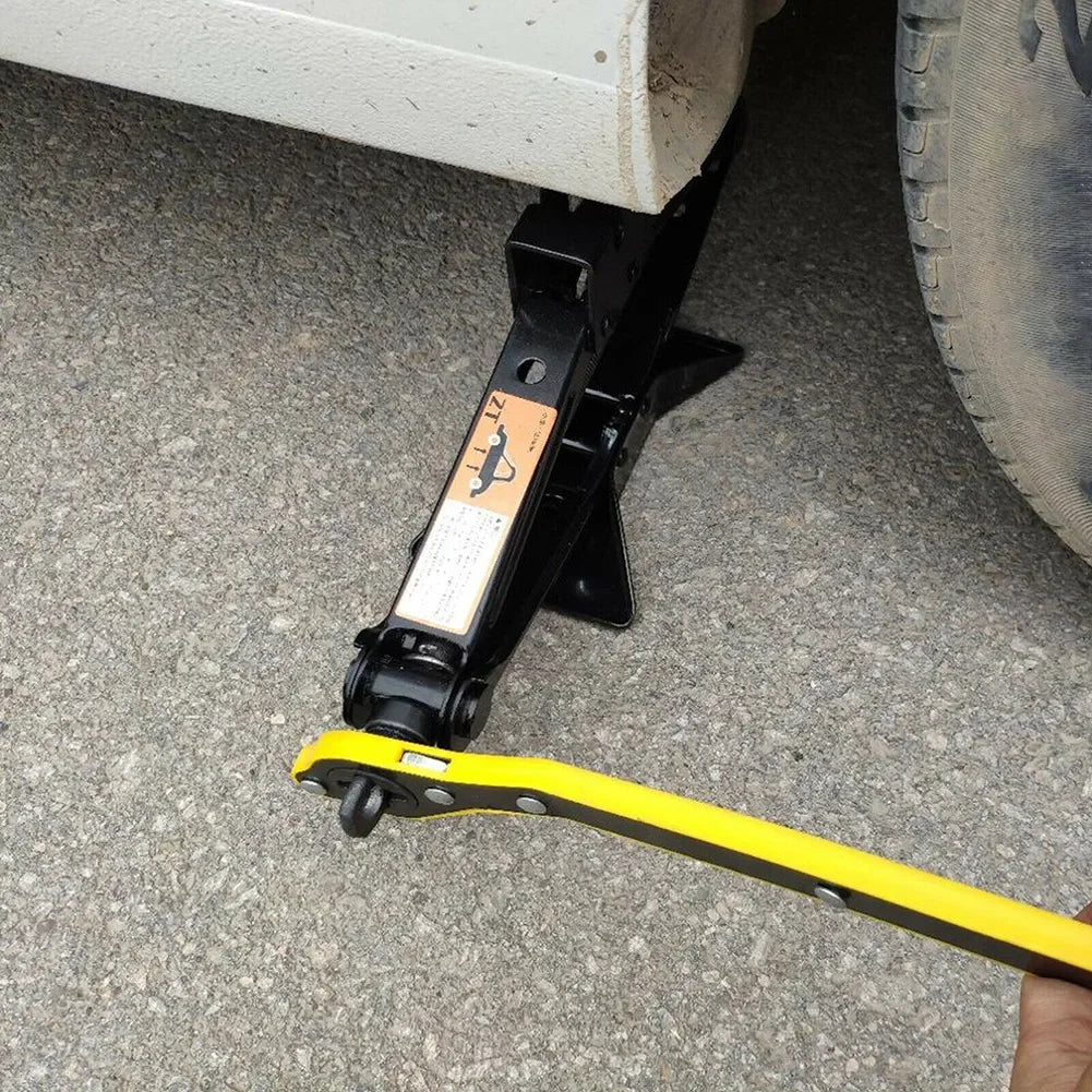 Clé à cliquet pour cric de voiture, ciseaux de voiture permettant d'économiser du travail, clé à cliquet pour pneu, clé à cosse de roue, outil de réparation manuel en acier à haute teneur en carbone