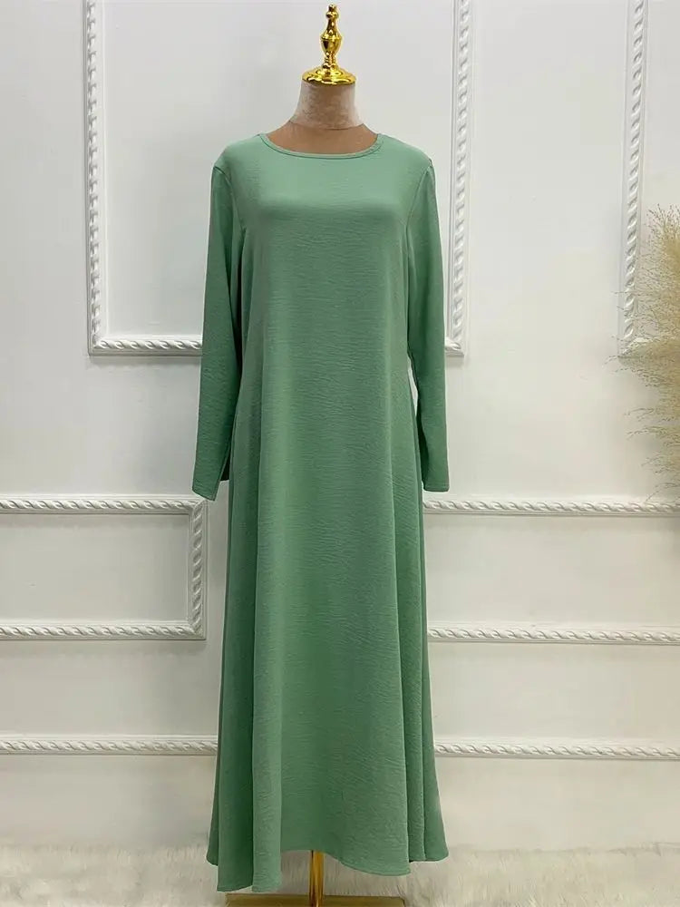 Noir blanc rose solide dubaï modeste sous Robe Abaya Islam caftan musulman avec poches robes pour femmes Robe Femme Musulmane