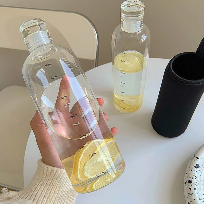 Nouvelle tasse d'eau Sport bouteille d'eau avec échelle de temps Couple en plastique Portable conteneur d'eau Anti-chute bouteille d'eau extérieure