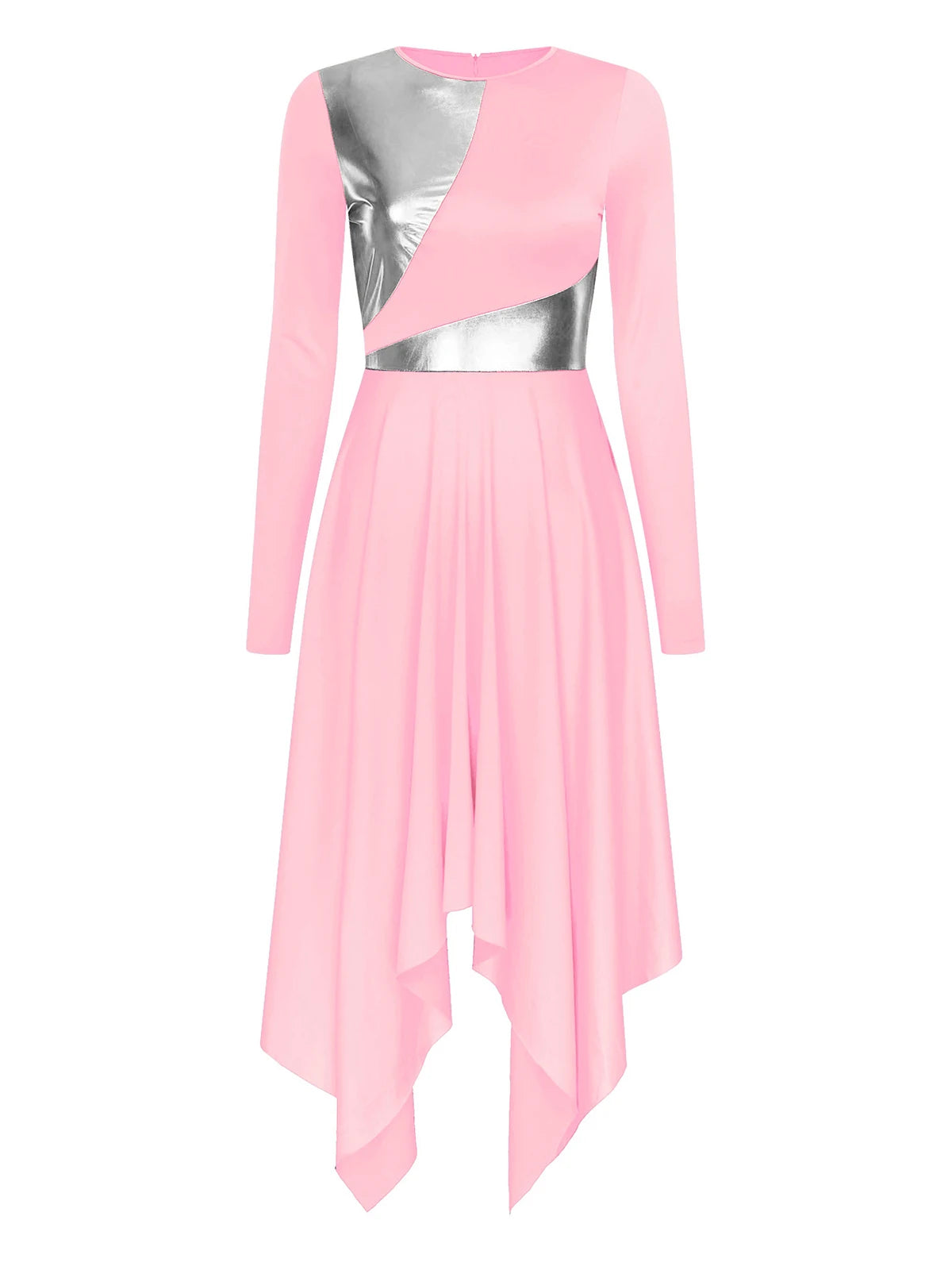 Robe de danse lyrique à manches longues pour femmes, robe à ourlet irrégulier, costume de spectacle liturgique, vêtements de danse modernes, culte de la chorale d'église