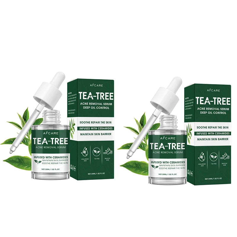Sérum d'arbre à thé pour l'acné, soulagement végétalien, Non collant, peau claire et équilibrée pour apaiser, apaisant, irrité, hydratant, produit de soins pour la peau