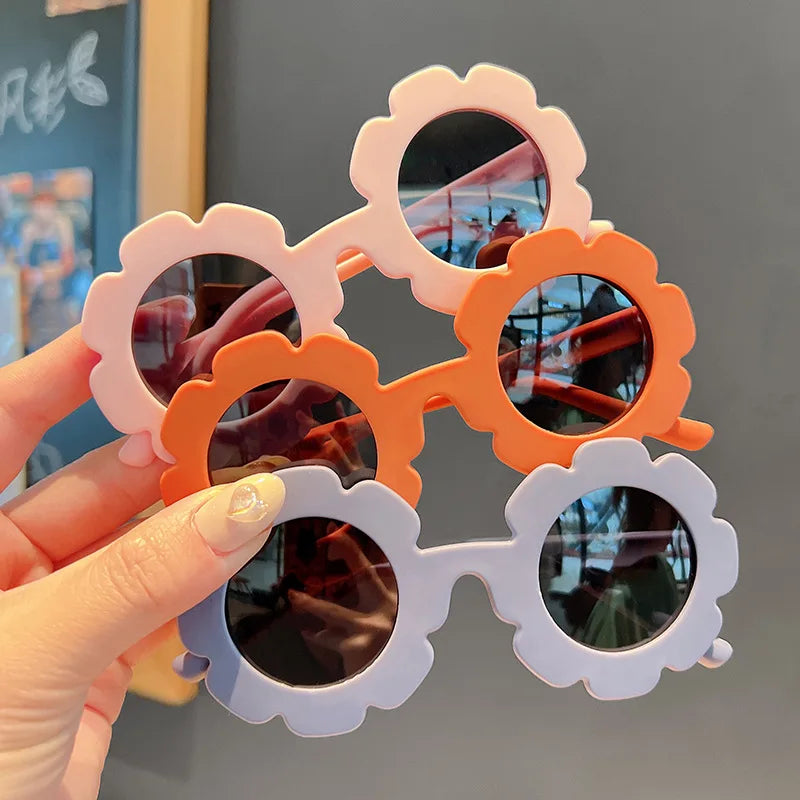 Lunettes de soleil mignonnes à fleurs pour enfants, cadre pour documents bonbons, protection UV extérieure pour garçons et filles