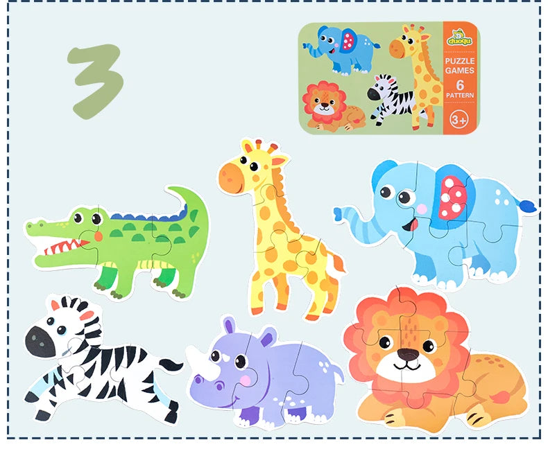 Montessori bébé Puzzle jouets éducatifs pour enfants 2 à 4 ans enfant en bas âge 3D Puzzle en bois enfants boîte de fer jeux de Puzzle jouets
