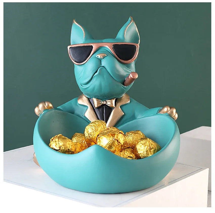Cool Dog Home Decor Figurine Dog Statue Storage Box Animal Ornament Resin Craft Art Sculpture Figurine Home Decoration Gift