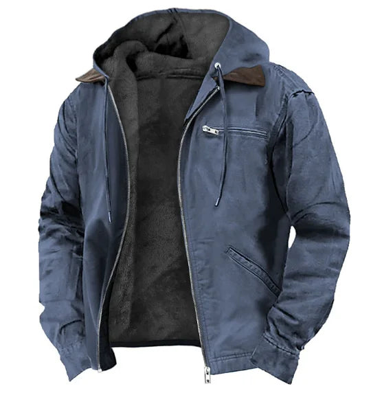 Men's New Fashion Casual Hooded Jacket, Retro Zip-Up Coat, Lightweight Streetwear, Versatile Outerwear for Spring and Autumn