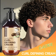 Crème bouclée à l'huile de ricin pour hommes, 100ML, avec romarin et menthe poivrée pour contrôler le bouclage