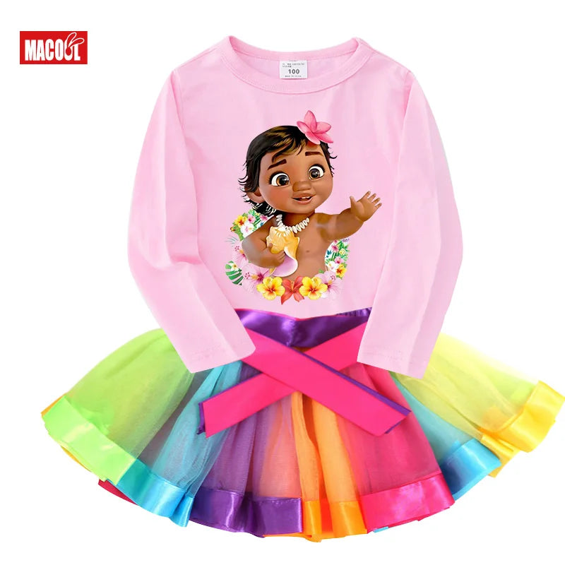 Ensemble de T-shirt et Robe Tutu pour Fille, Tenue Arc-en-Ciel, Vêtements 2 Pièces