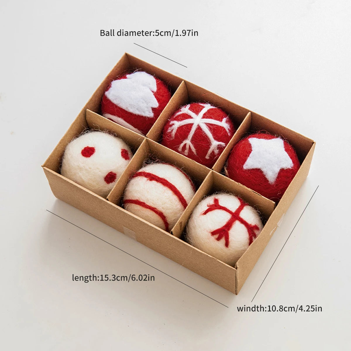 6 felt Christmas decoration balls, small hanging snowflakes, snowman garland, Christmas tree decorations, Christmas gifts