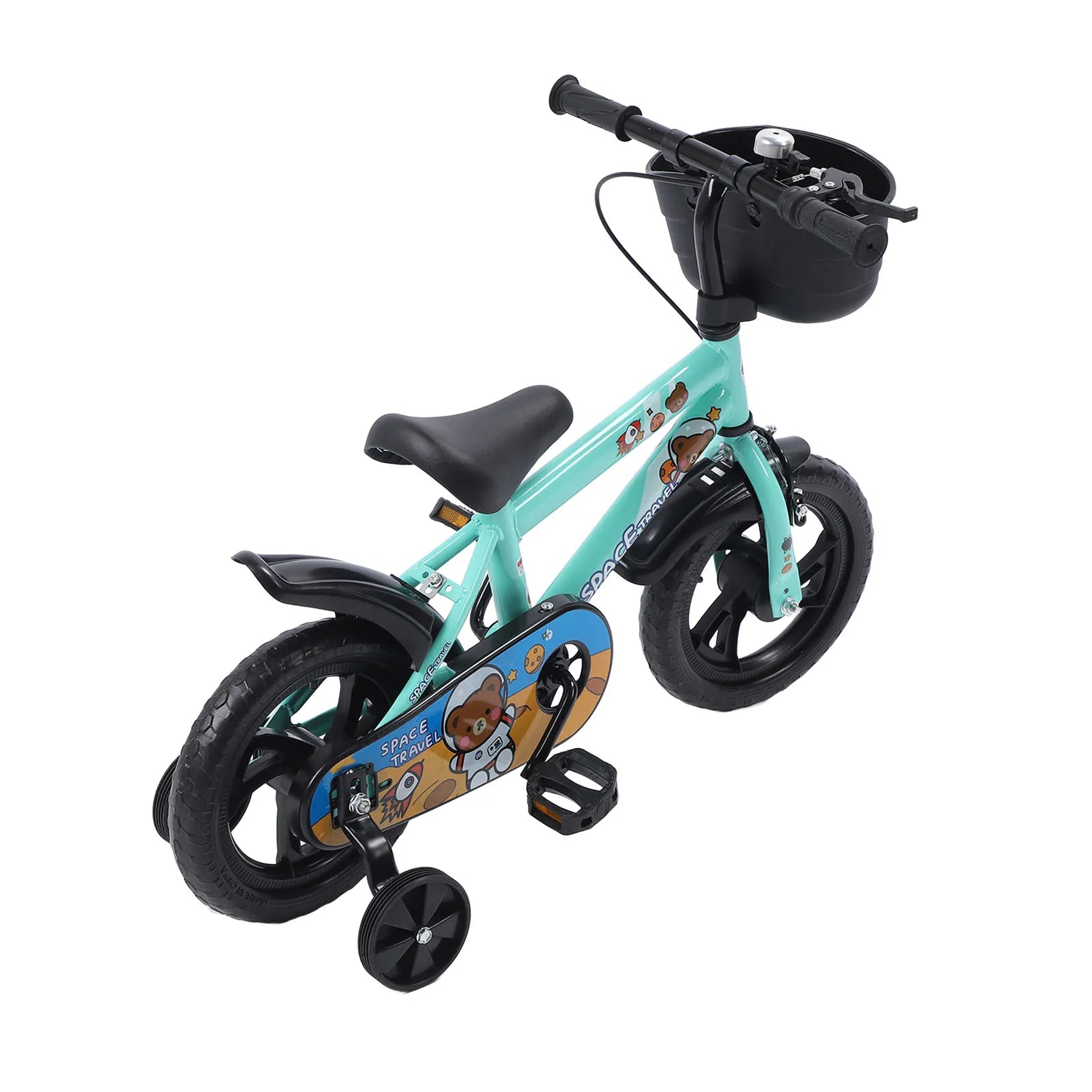 12-inch children's bicycle, stable ride, high-carbon steel frame, baby bike with training wheels for children aged 2 to 6 years