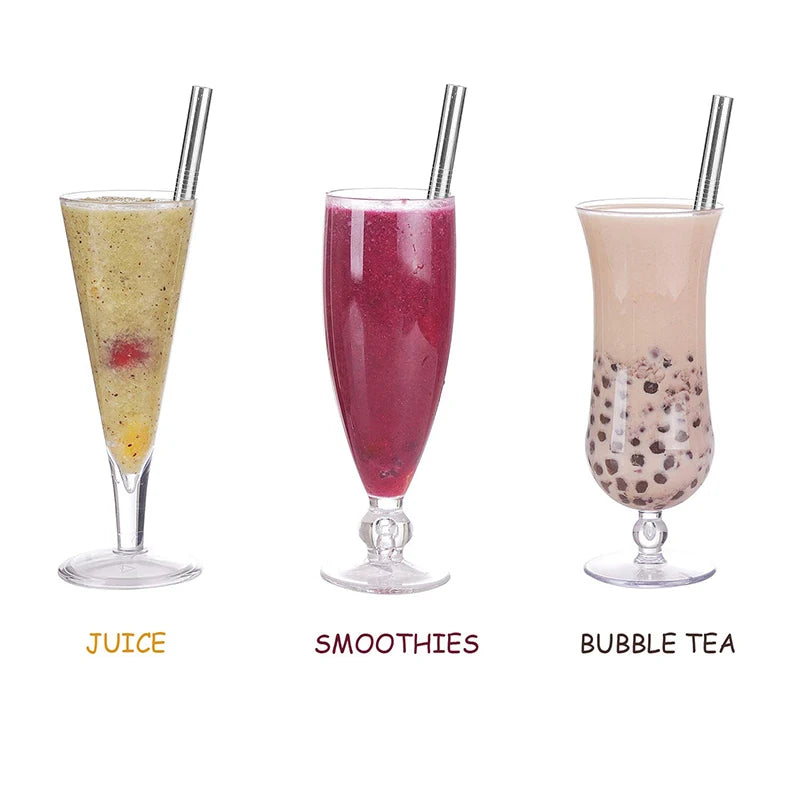 FAIS DU 4 pièces 12mm paille réutilisable en acier inoxydable 304 avec brosse de nettoyage pour un sorter facile des smoothies épais et des Milkshakes