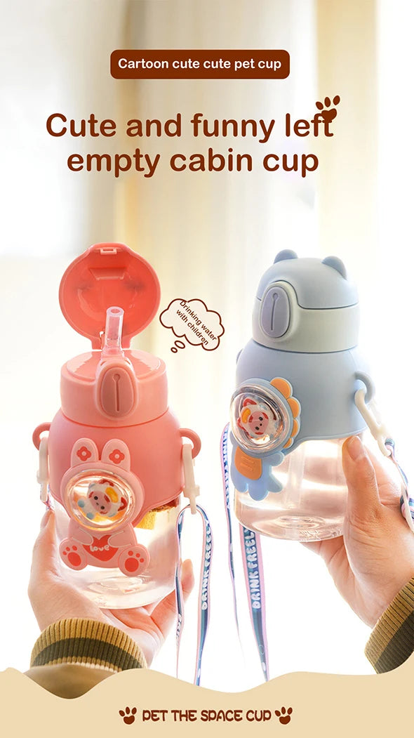 Tasse d'eau d'été Kawaii de 600ML pour enfants, tasse en paille antichute de grande valeur pour garçons et Cirls, bouilloire pour bébé aller à l'école