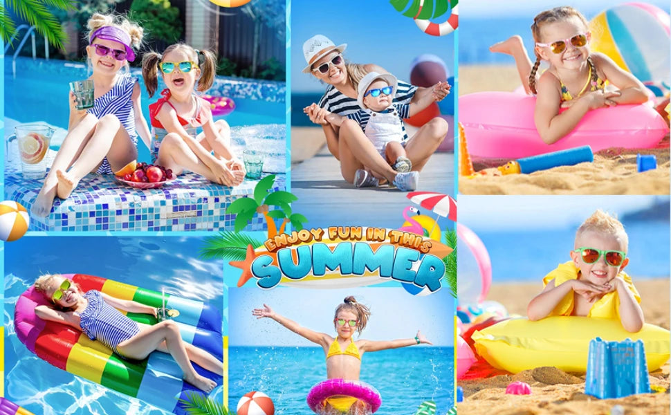 8 - 64pcs enfants lunettes de soleil cadeau de fête en vrac pour les enfants de 3 - 12 ans, lunettes de soleil translucides néon avec Protection UV 400, Pool birthday party Supplies Gift Bag pad