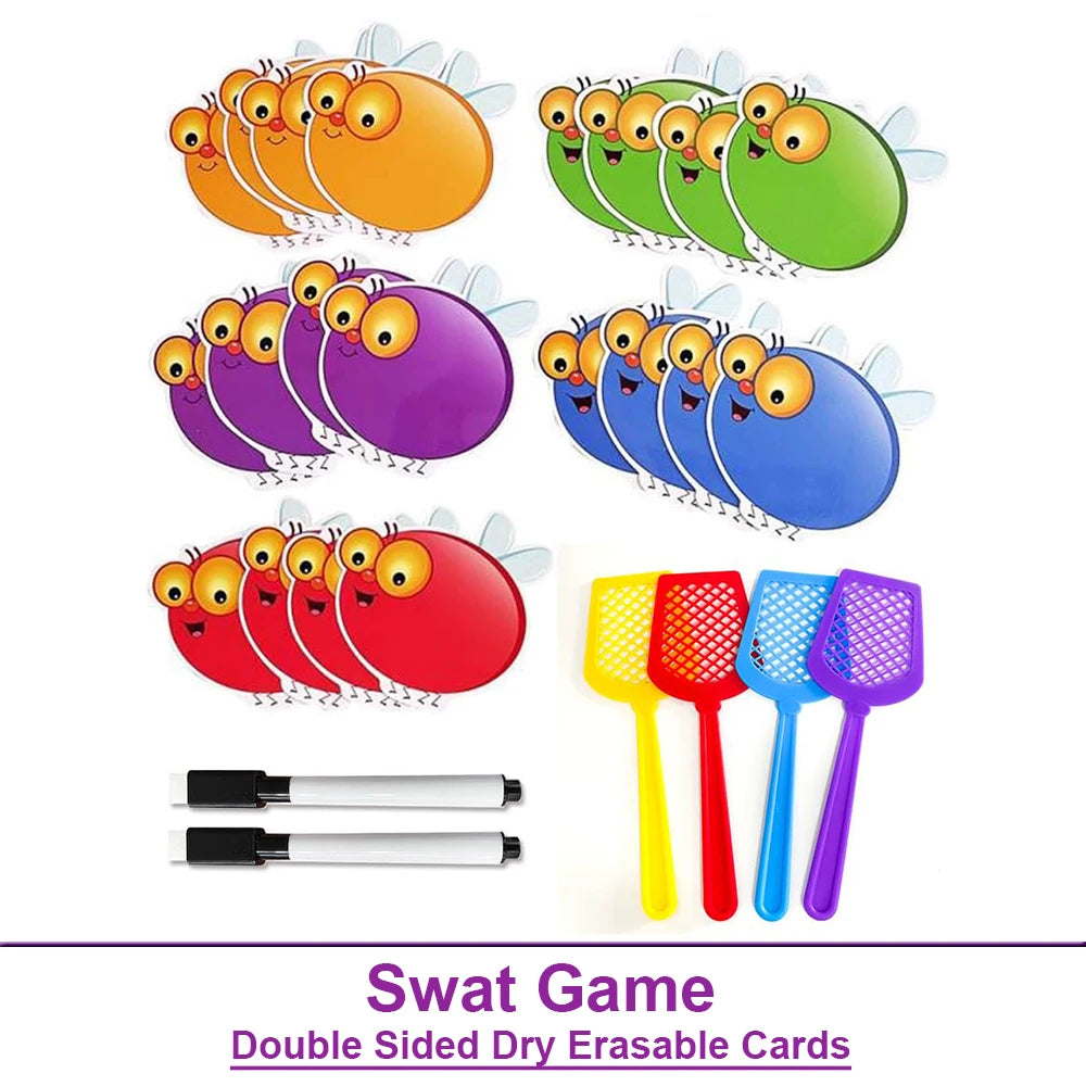 Cartes volantes effaçables à sec, cartes vierges, jeu Swat pour la maternelle, jouets éducatifs Montessori, carte d'apprentissage DIY, outils pédagogiques