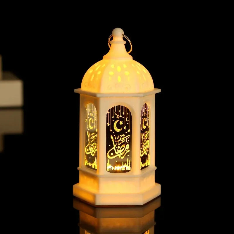 Ramadan Muslim Lantern, Eid Mubarak Ornament, LED Night Light for Festivals, Eid Al Adha Gift, Ramadan Gurbang Decoration for Home