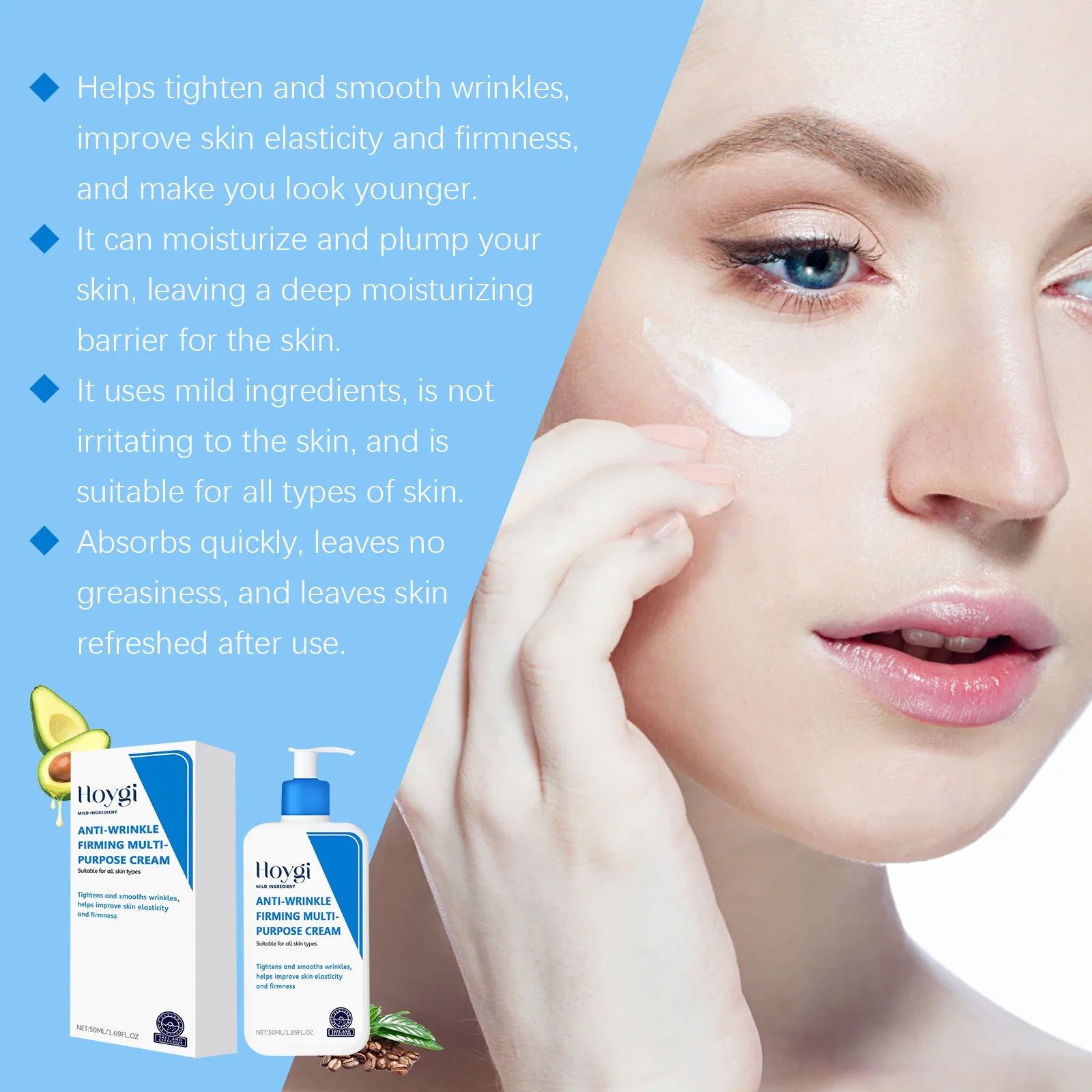 Crème à l'acide hyaluronique rétrécit les Pores Anti-rides nourrissante hydratante améliore la sécheresse élimine les ridules crème hydratante pour le visage