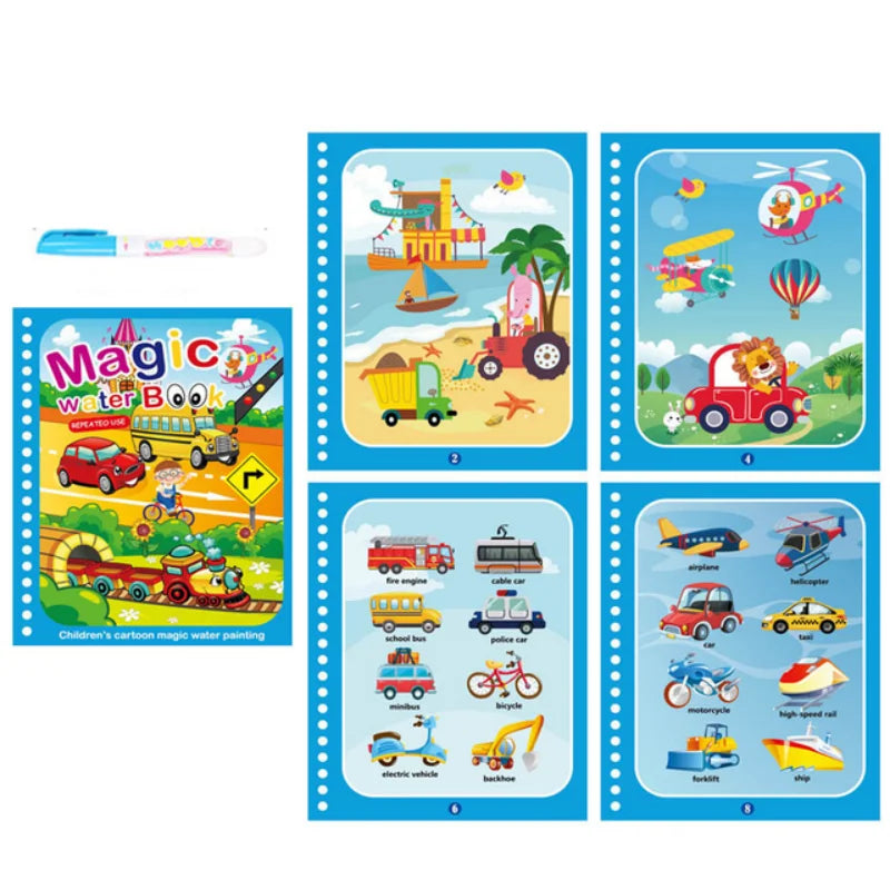 1 livre + 1 stylo livre de coloriage réutilisable livre de peinture à l'eau éducation précoce sensorielle Puzzle dessin jouets