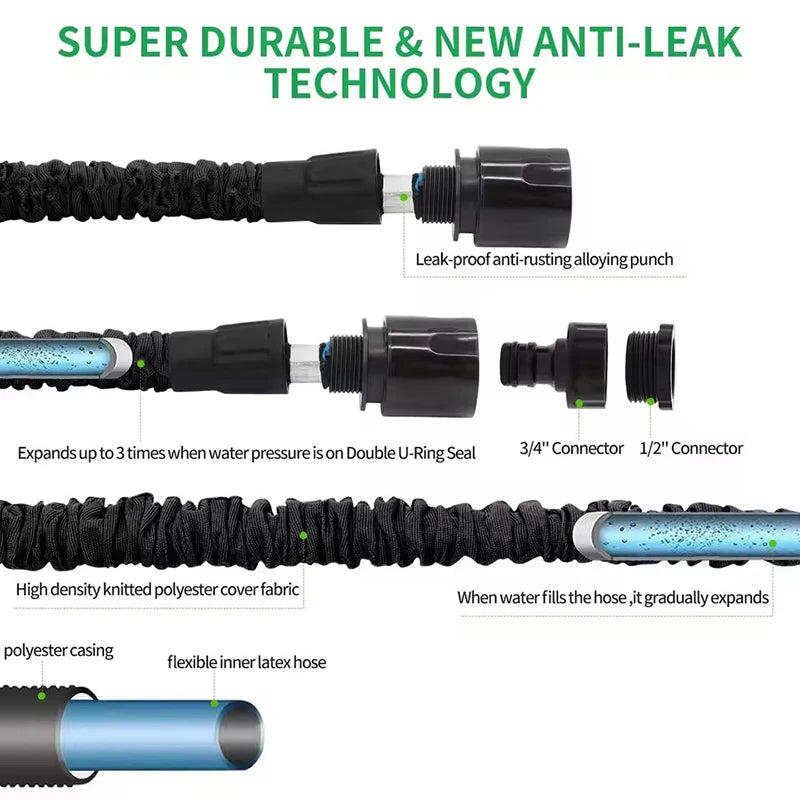 Tuyau magique extensible, lavage de voiture à haute pression, 7 fonctions de pulvérisation d'eau, pistolet à eau, tuyau d'arrosage de jardin domestique
