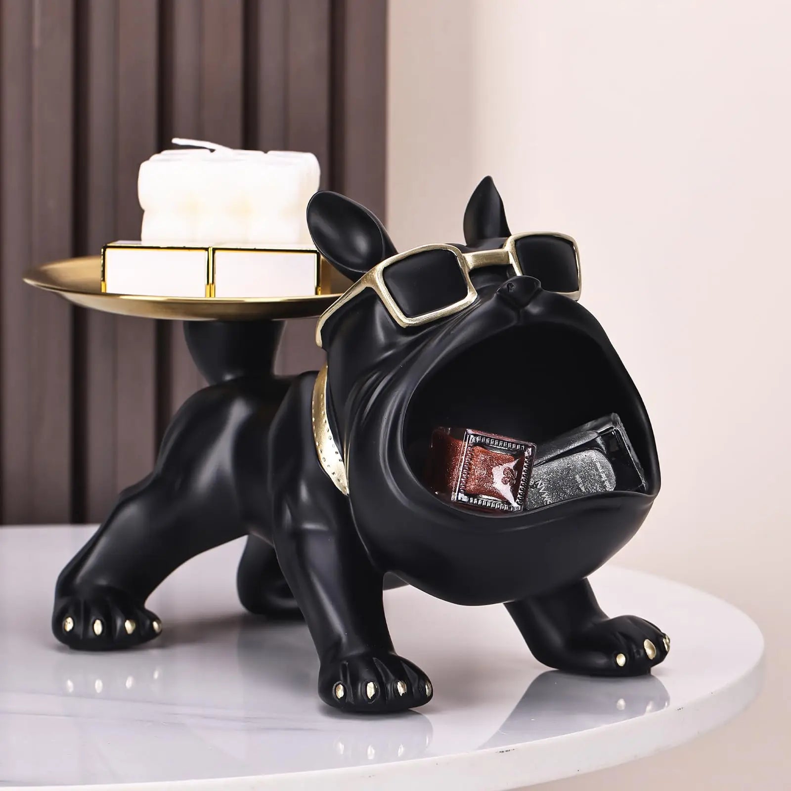 30cm Bulldog Dog Statue, Resin Craft, Home Decor, Animal Ornament, Puppy Sculpture with Storage Box, Art Sculpture for the Home