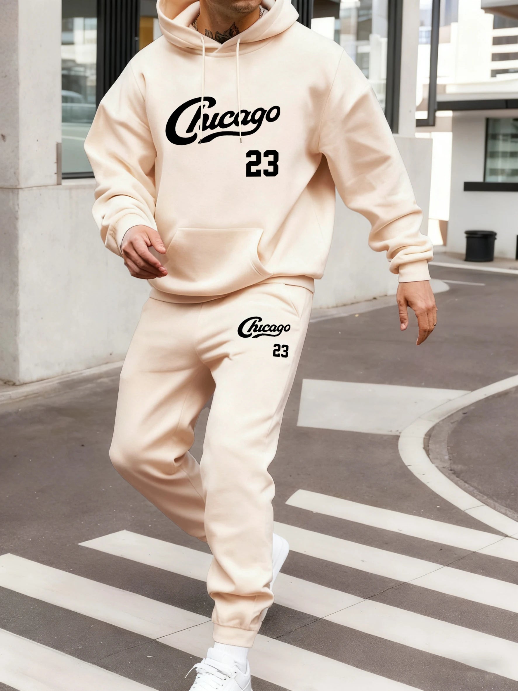 Chicago numéro 23 imprimé ensemble à capuche hommes Sport décontracté sweat poche rue hauts automne polaire pantalons de survêtement tout-Match pantalons confortables