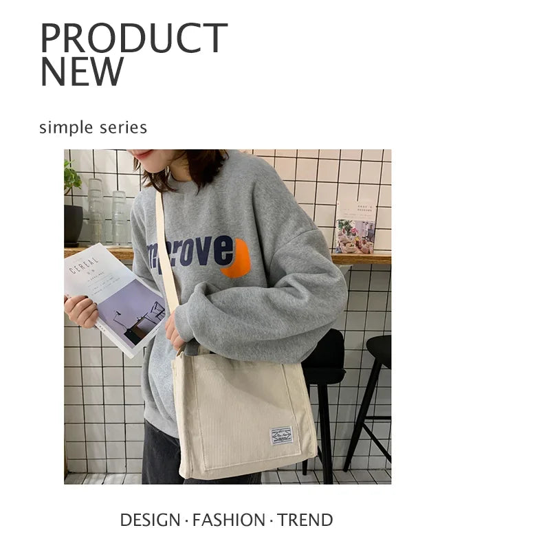 Sac à main Simple en velours côtelé pour femmes, sac à main Portable de grande capacité, tendance, petit sac carré, sacs à bandoulière simples