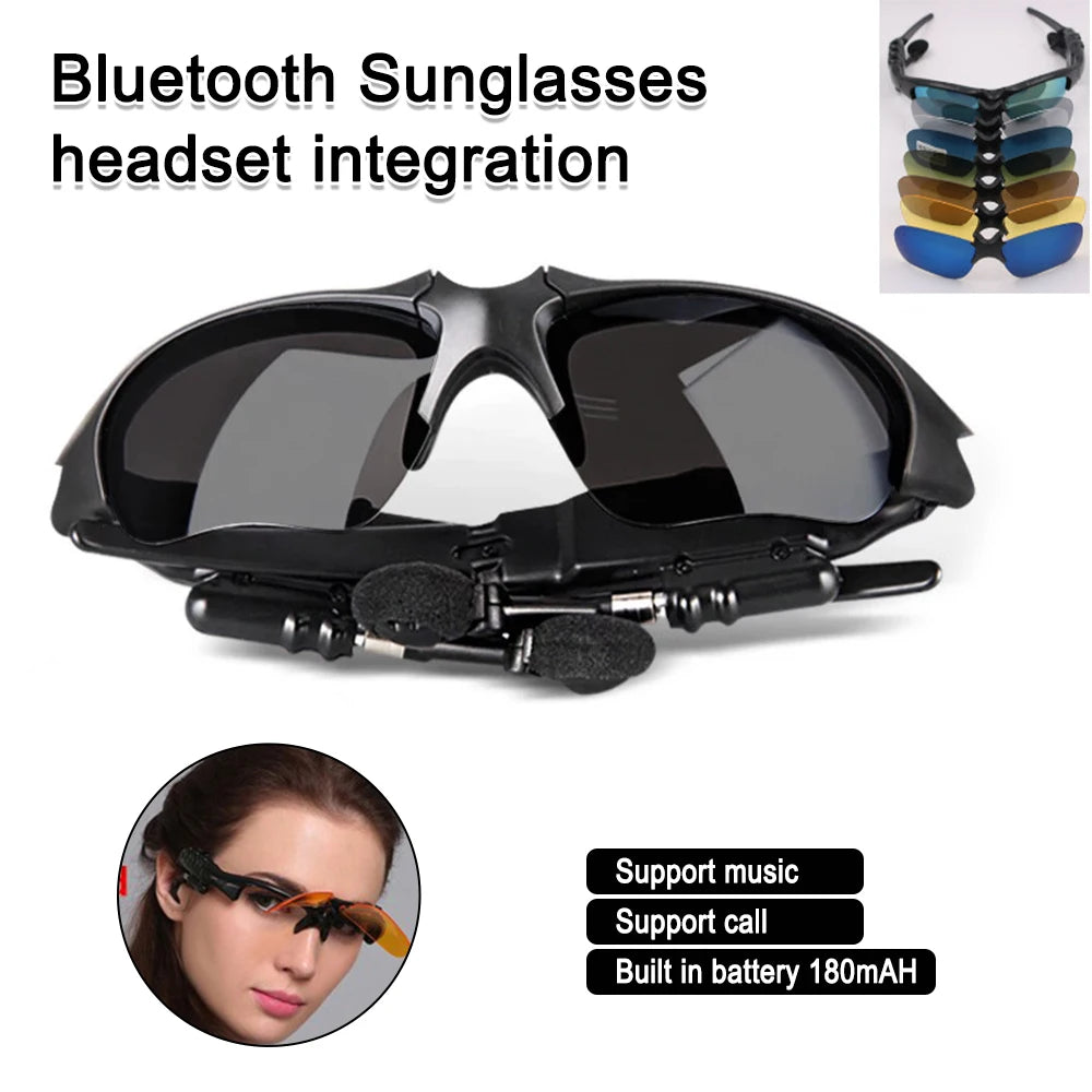 Sans fil Bluetooth 4.1 casque mode sport stéréo téléphone polarisé conduite lunettes de soleil équitation yeux lunettes casque