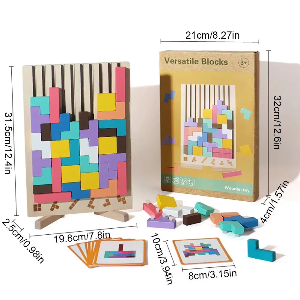 Blocs russes 3D en bois, Puzzle, casse-tête, jouet Tangram, Intelligence, blocs colorés, éducatifs Montessori