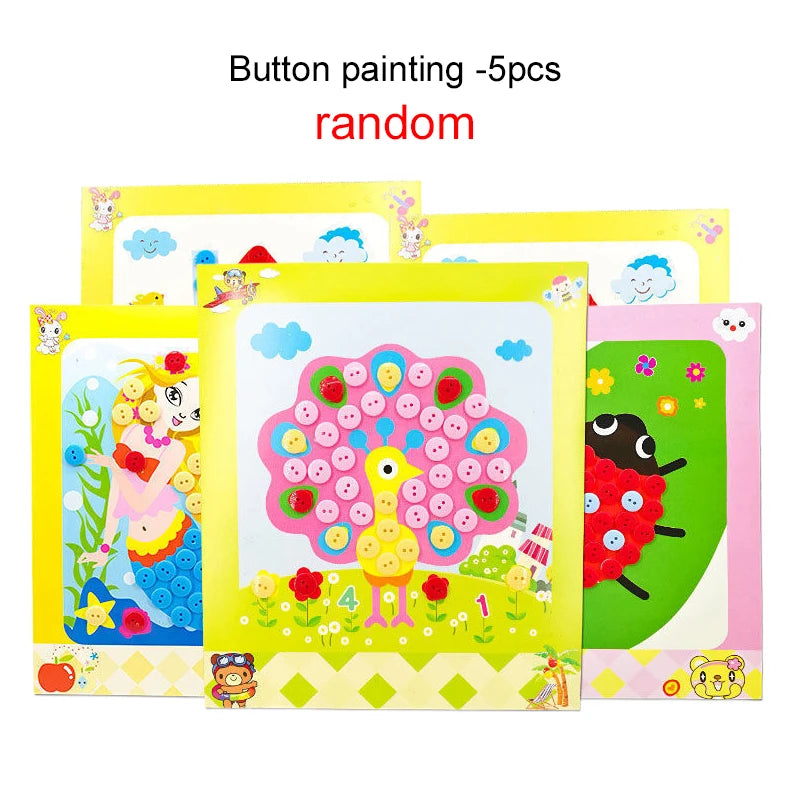 Enfants autocollants faciles à poser jouets bouton/pompon/diamant éducation précoce enfants Puzzle à la main peinture créative 3-6 ans cadeaux TMZ