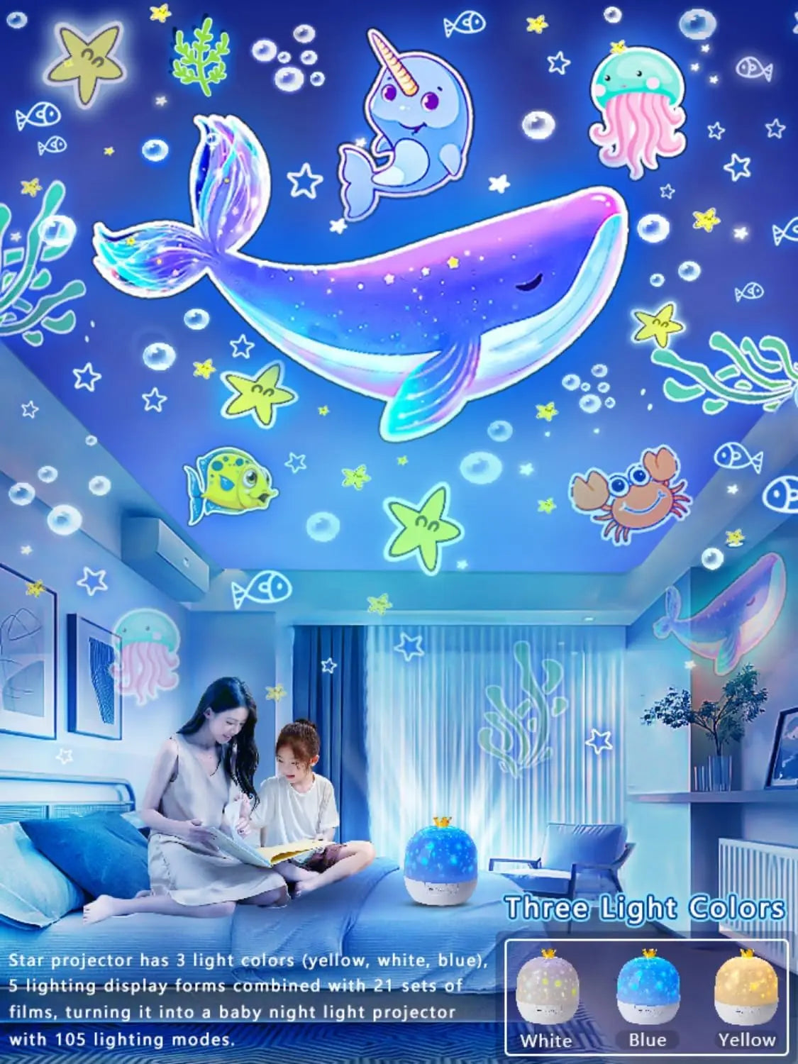 21 en 1 enfants veilleuse nébuleuse étoile projecteur Rotation 3 couleurs de lumière galaxie projecteur brancher lampe de nuit cadeaux pour femmes enfant