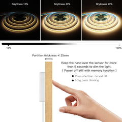 5V USB COB LED strip light, with manual scanning motion sensor and touch dimming switch, 1M-5M LED strip light, kitchen and bedroom lighting
