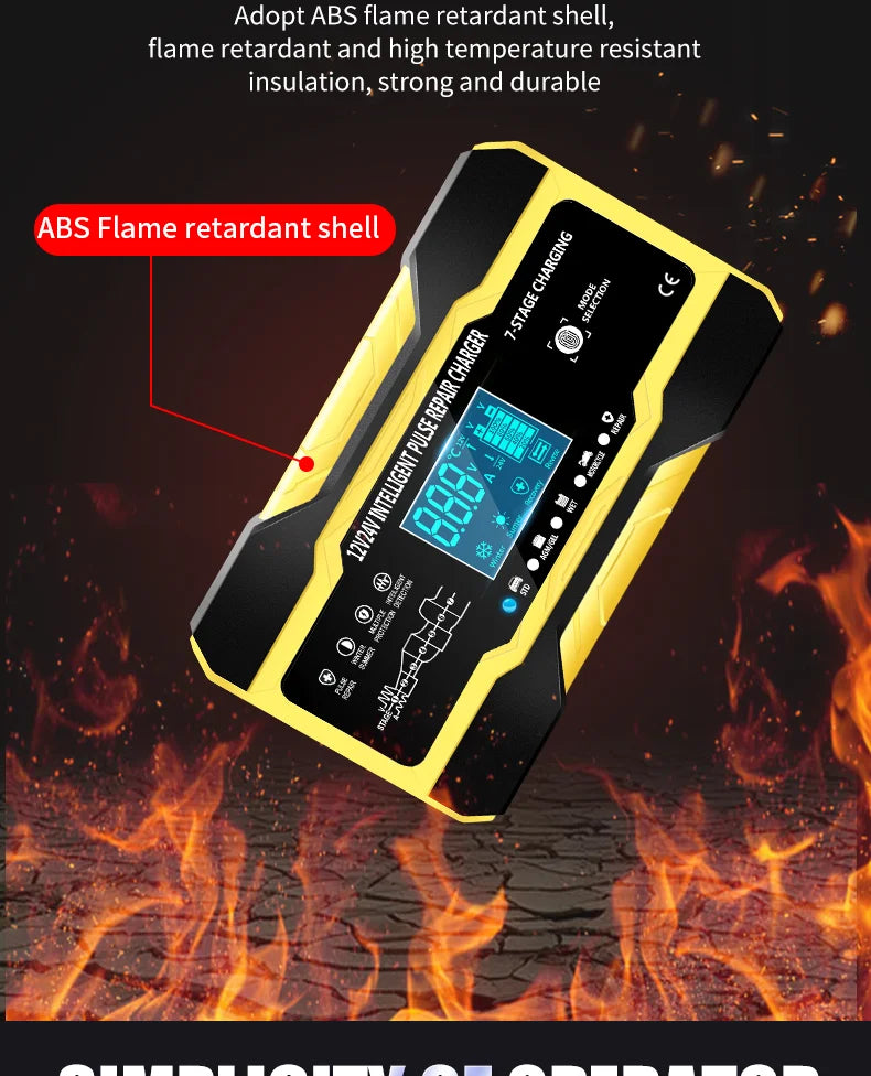 Chargeur de batterie de voiture 5A, chargeur de batterie intelligent 12V/24V, entretien automatique avec compensation de température pour tondeuse de camion