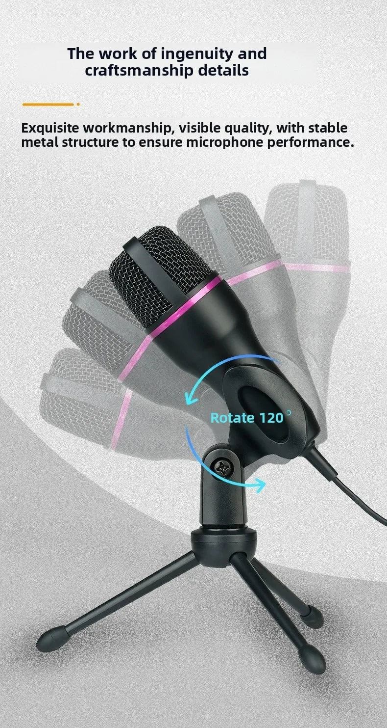 Microphone filaire à condensateur USB, 3.5mm, pour PC, ordinateur portable, jeu, Podcast, Studio, professionnel, Anti-soufflage, pour bureau